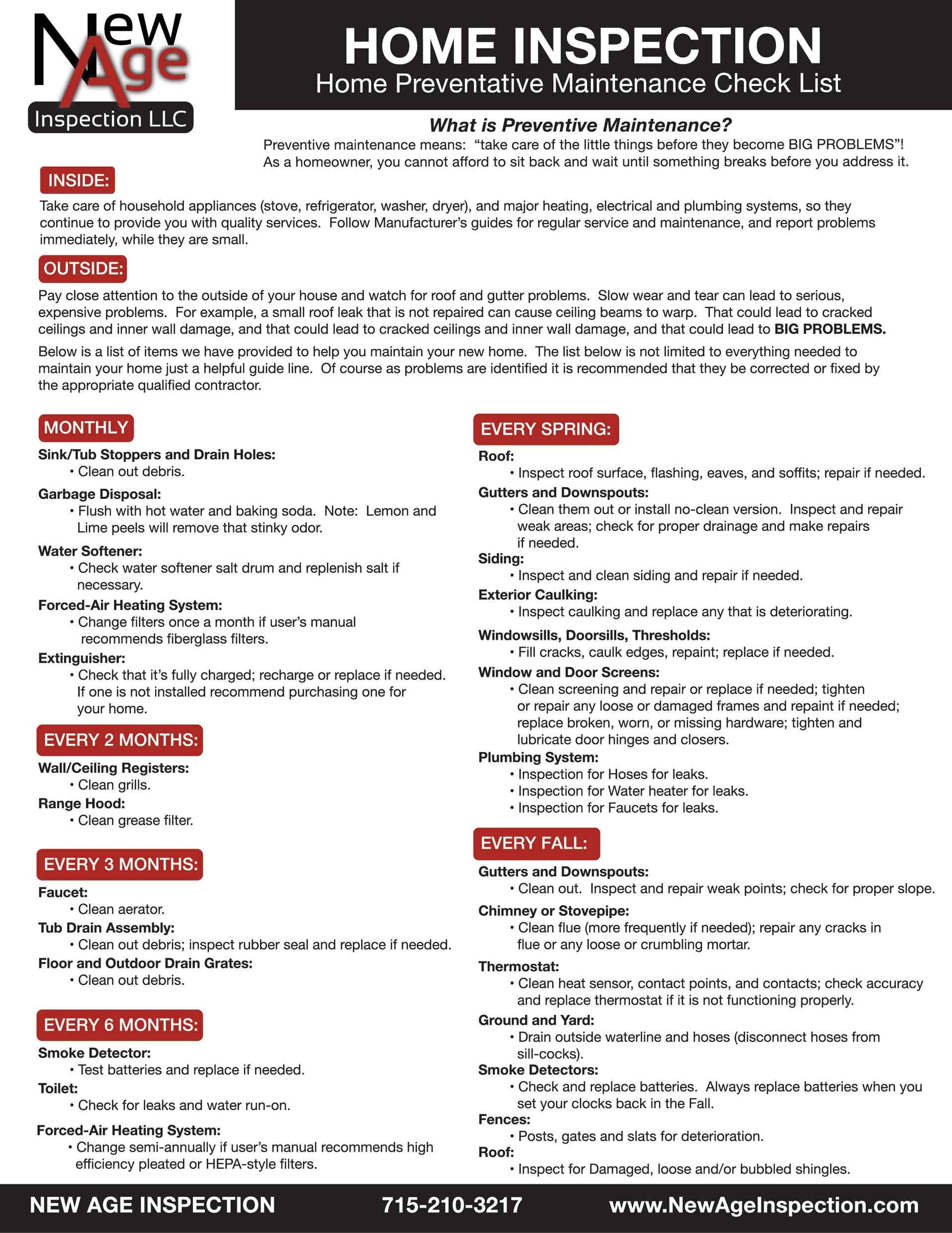 Preventive Maintenance Checklist