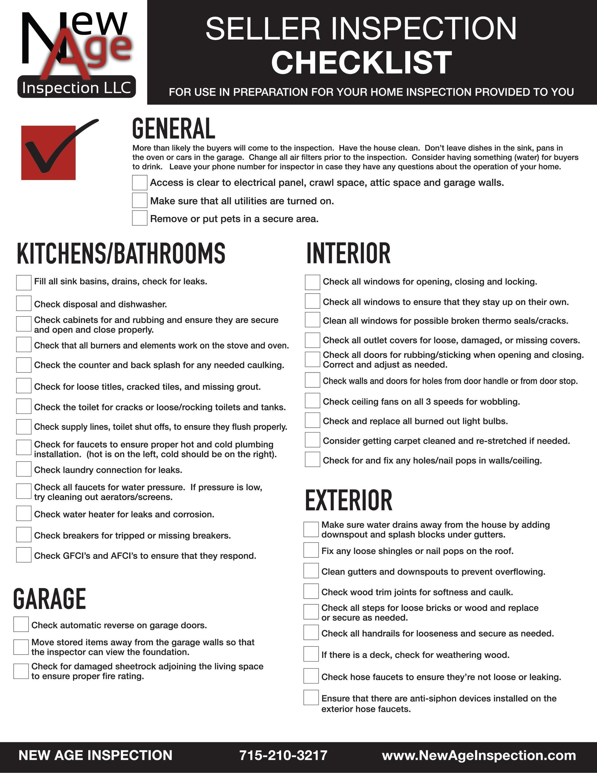 Seller Inspection Checklist