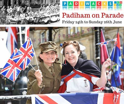 Padiham on Parade poster showing women in Wartime era costumes
