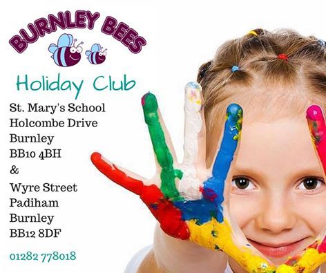 Burnley Holiday Club flyer showing girl with paint on her hands