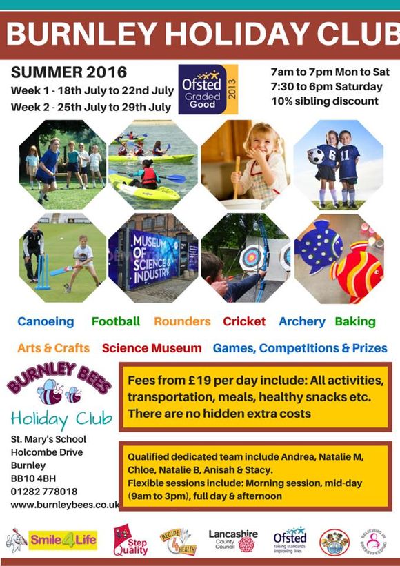 Burnley Holiday Club Camp Summer 2016 information