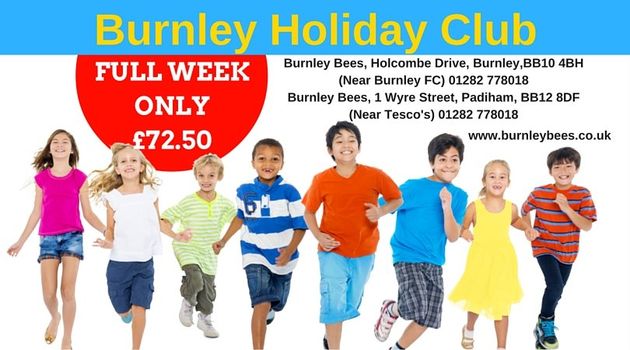 Burnley Holiday Club flyer showing a group of young children