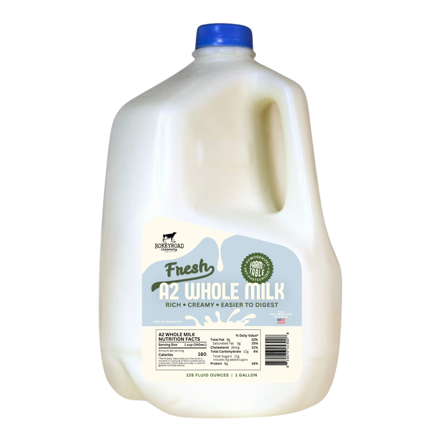 Rokeyroad Creamery White A2 Whole Milk - 12 oz