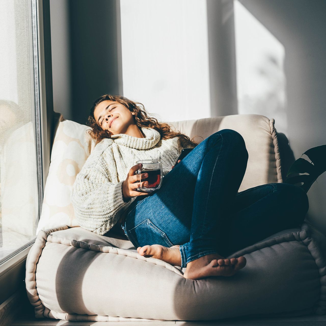 Woman Enjoying Tea and Relaxing — Clearwater, FL — Defining Moments Counseling