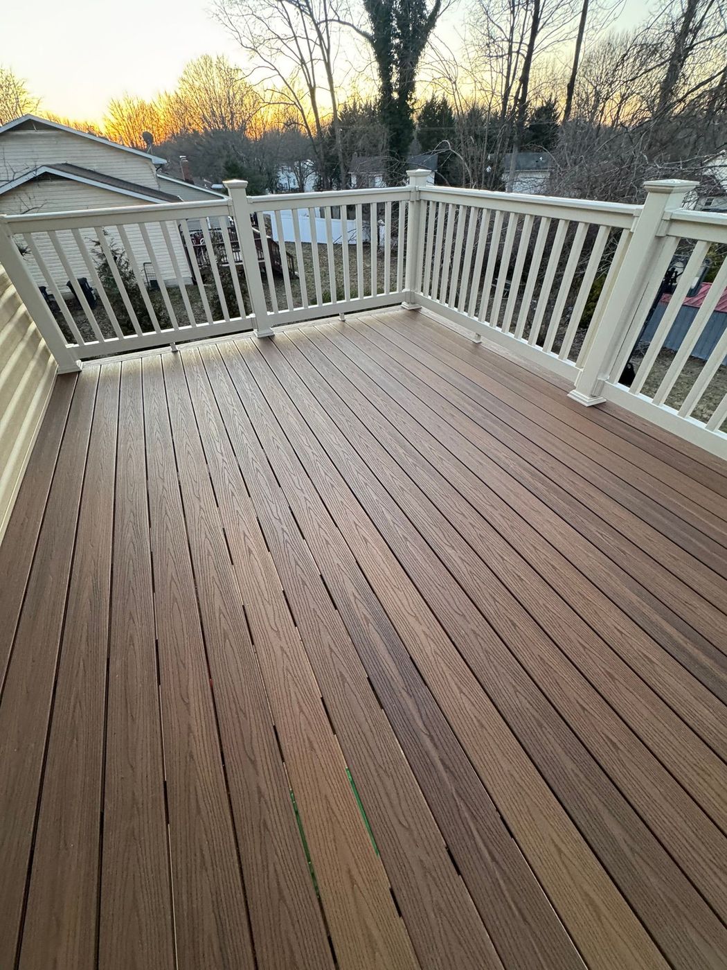 Completed Custom Decking Project using Azek decking materials by American Remodeling Corp.