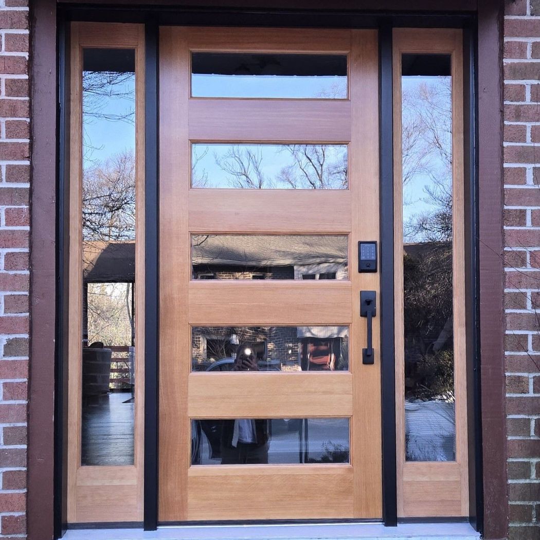 New Wooden Simpson door installation in Annapolis Maryland by American Remodeling Corp