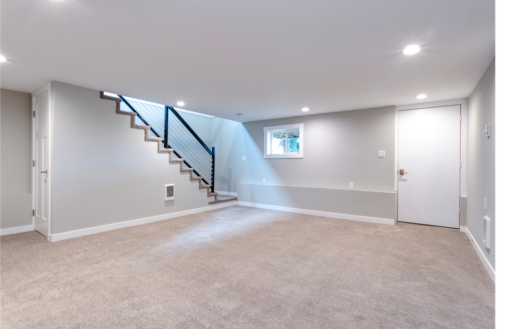 Full Basement Renovation in Central Maryland finished basement