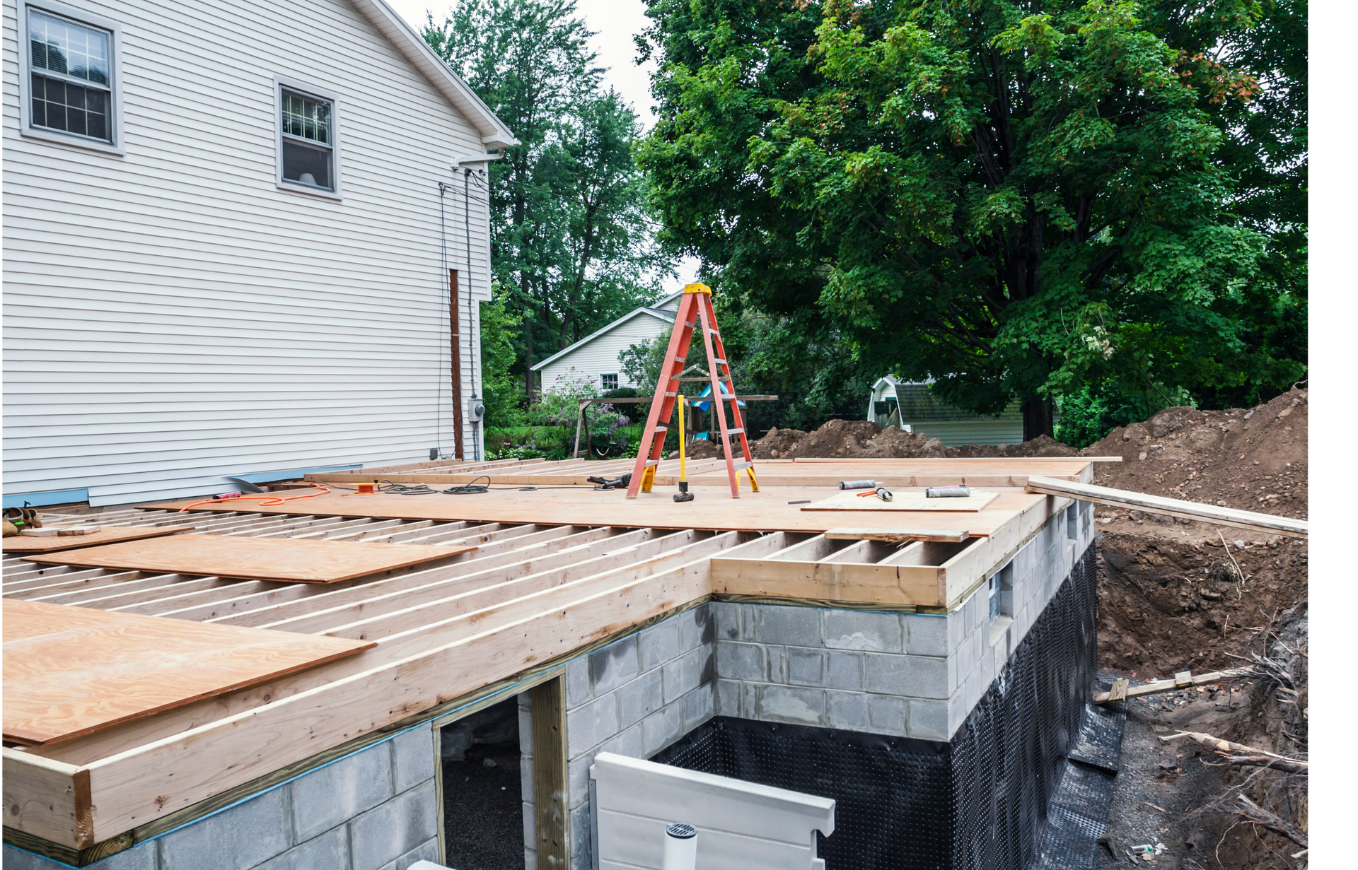 Home additions project in progress in central Maryland by American Remodeling Corp