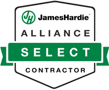 Badge for James Hardie Alliance Select Contractors | Certified by the manufacturer to install Hardie siding
