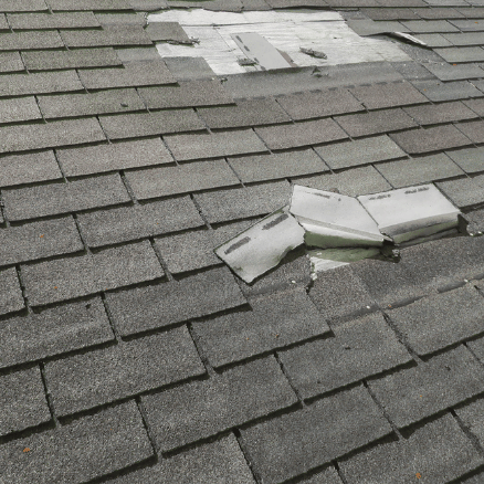 Asphalt Shingle Roof Damage Repair from Wind done by American Remodeling Corp.