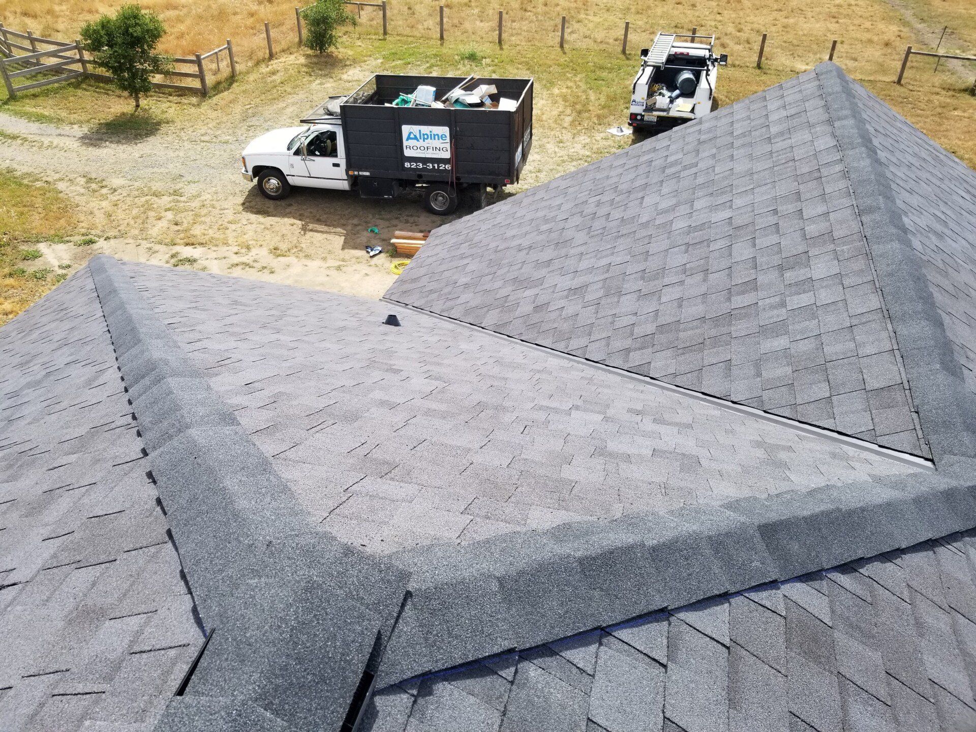 View of the Vehicles on Roof — Sebastapol, CA — Alpine Roofing Co