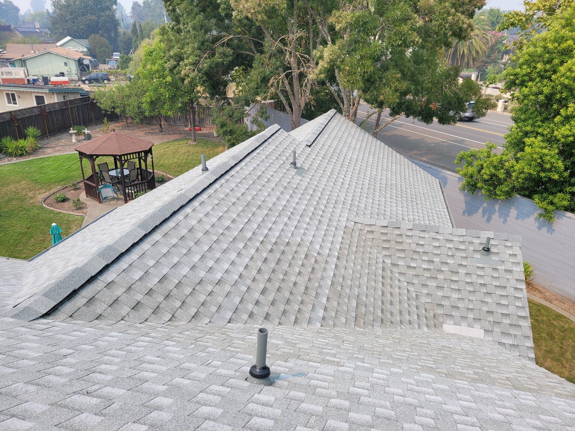 View of the Backyard at the Roof — Sebastapol, CA — Alpine Roofing Co