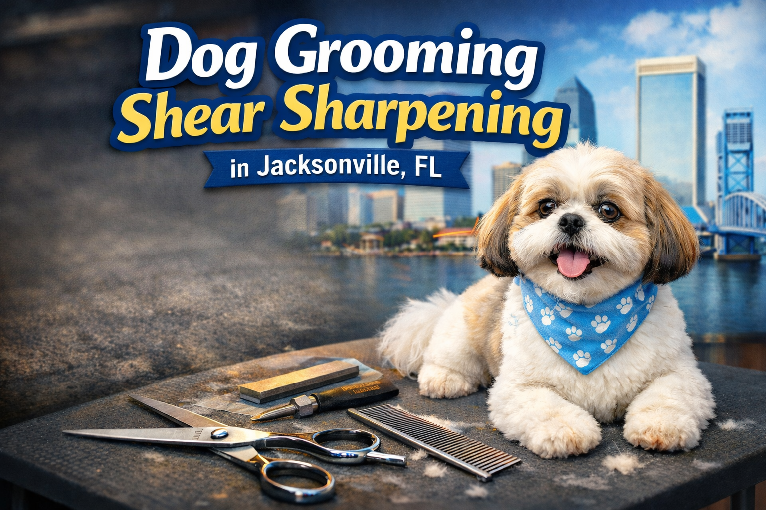 Dog grooming shear sharpening in Jacksonville, FL with pickup and delivery from Finest Edge Florida