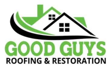 A logo for good guys roofing and restoration