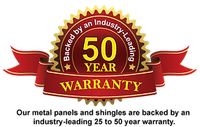 A 50 year warranty for metal panels and shingles