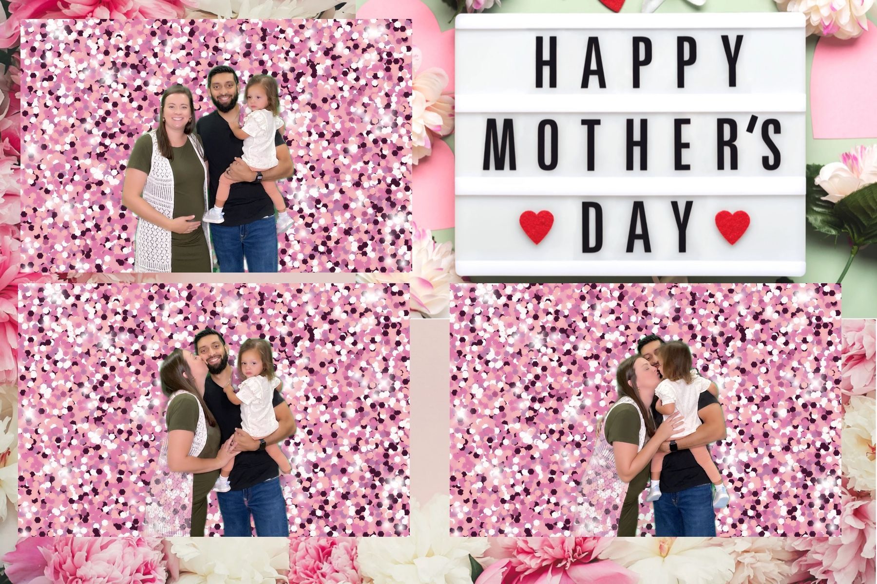 A family is posing for a picture for mother 's day.