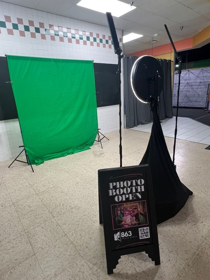 Modern digital photo booth with studio LED lighting.