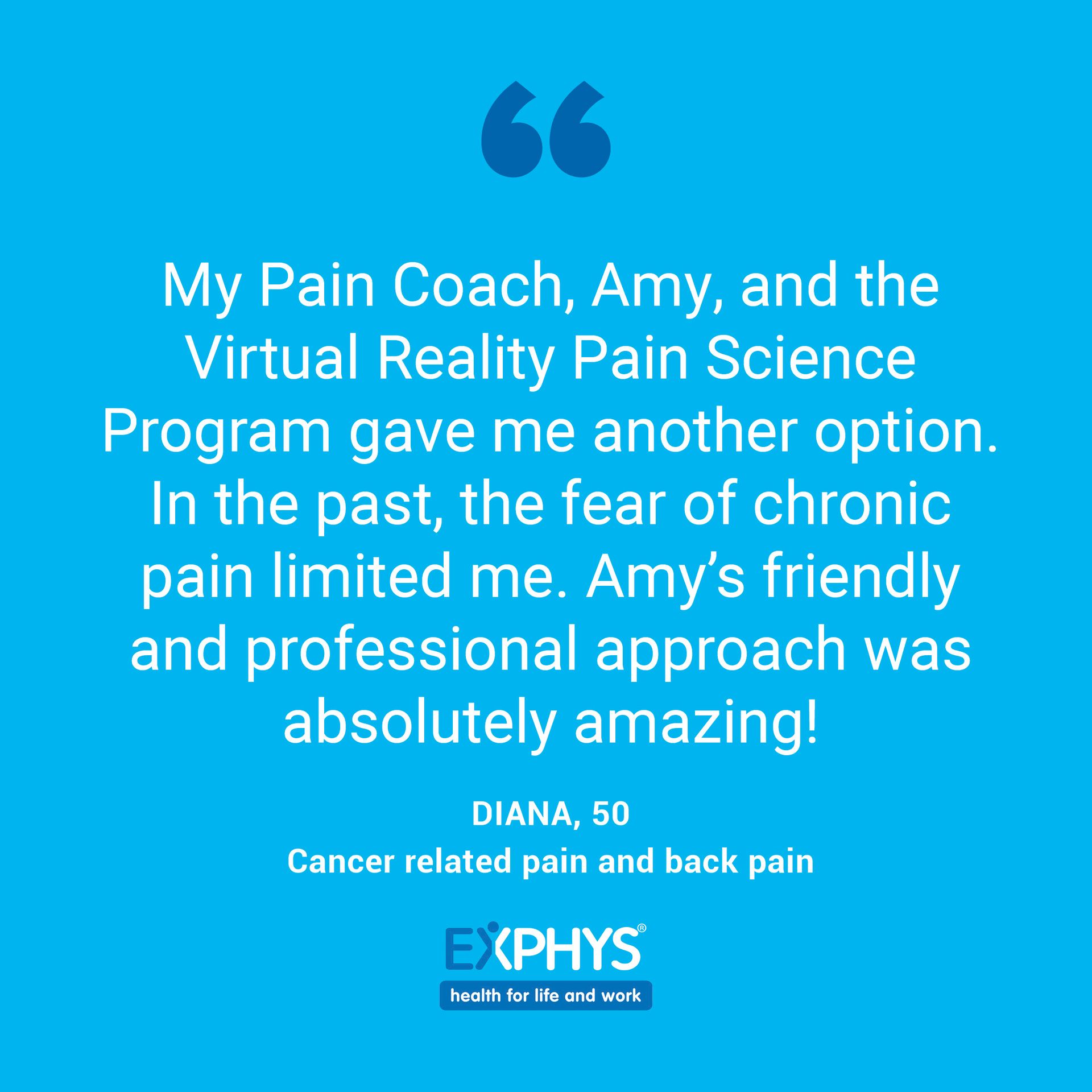 Testimonial - Diana, 54, Cancer Related Pain and Back Pain