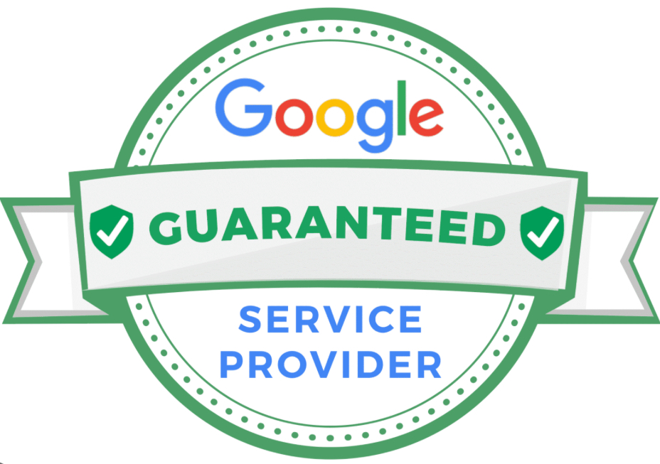 Google Guaranteed Service Provider badge. Green and white ribbon with Google logo and