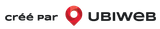 un logo pour ubiweb avec une épingle rouge sur fond blanc.