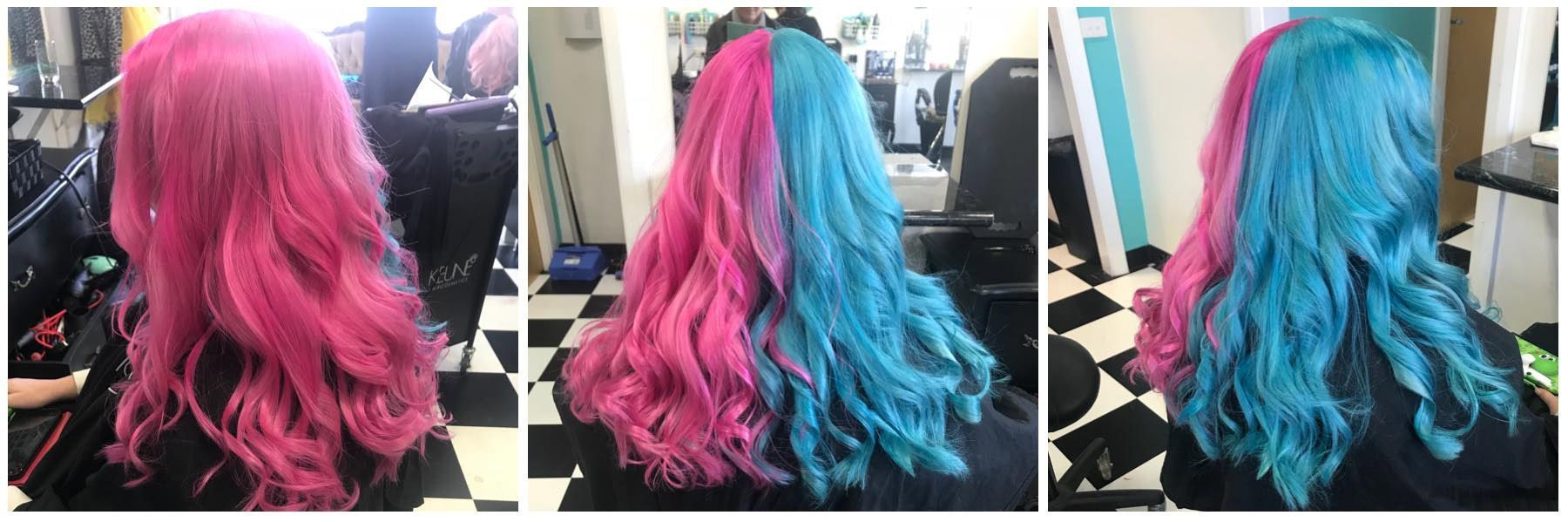 Woman With Blue And Pink Hair Colour