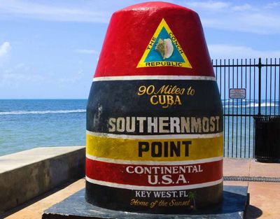 The southernmost point of the continental u.s.a. is 90 miles to cuba