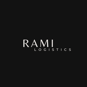 A logo for rami logistics on a black background