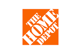 An orange and white logo for the home depot
