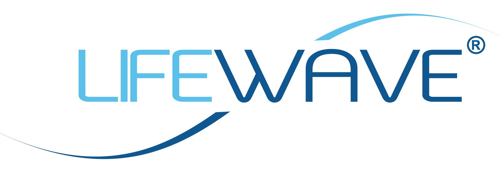a blue and white logo for lifewave on a white background