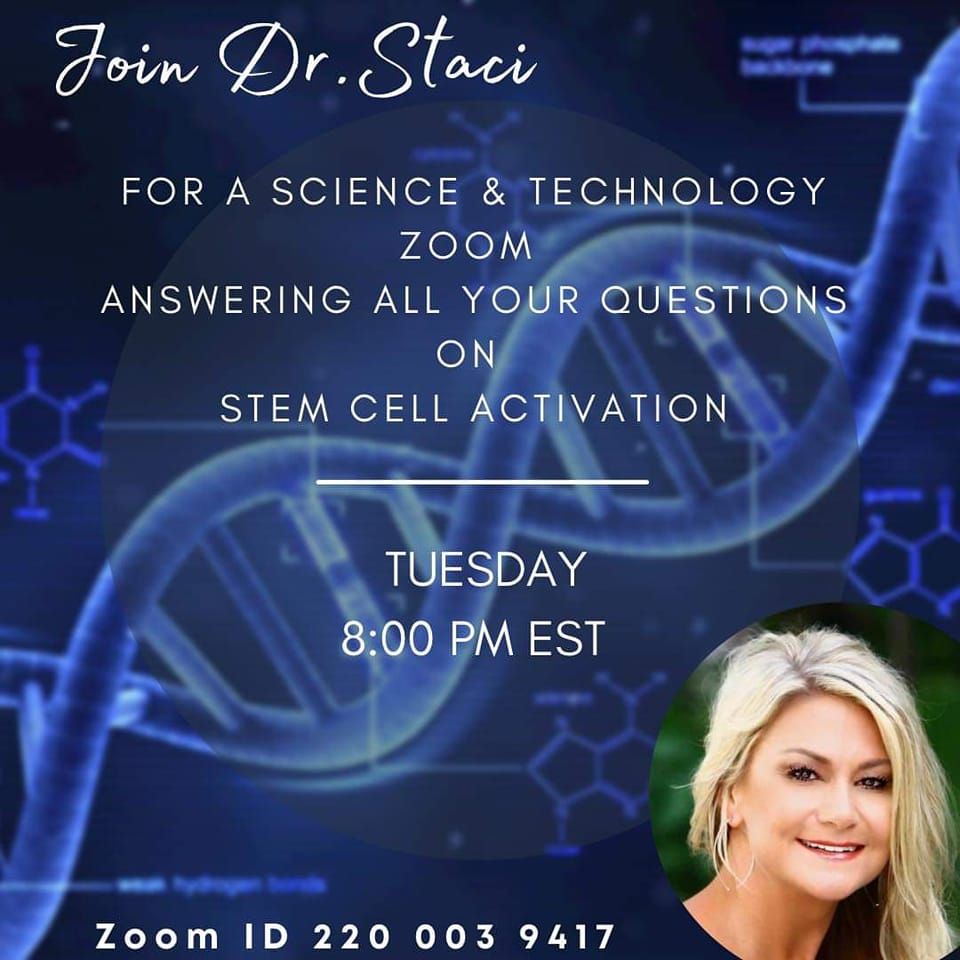a poster for a science and technology zoom answering all your questions on stem cell activation
