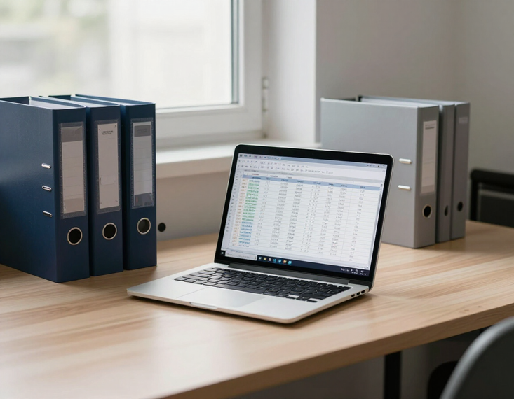 Organized professional bookkeeping office with natural light