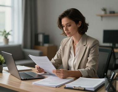 Professional bookkeeper at desk