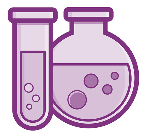 Purple test tube and beaker