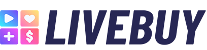 Ein Logo für Livebuy mit buntem Hintergrund