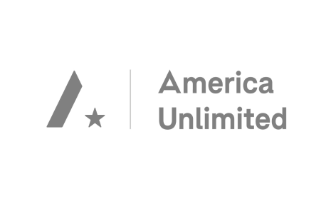 Das Logo von America Unlimited ist grau und hat einen Stern darauf.