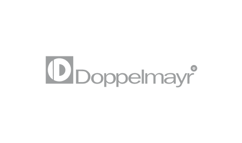 Ein Doppelmayr-Logo auf weißem Hintergrund.