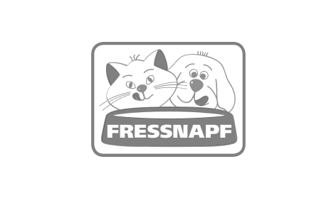 Ein schwarzweißes Logo einer Katze und eines Hundes.
