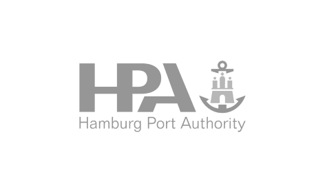 Ein schwarz-weißes Logo für die Hamburg Port Authority.