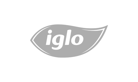 Ein grau-weißes Logo für Iglu auf weißem Hintergrund.