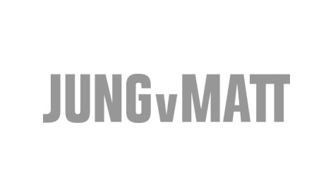 Ein schwarz-weißes Logo für Jung und Matt auf weißem Hintergrund.