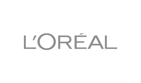 Das Logo von L'Oréal ist grau und weiß auf weißem Hintergrund.