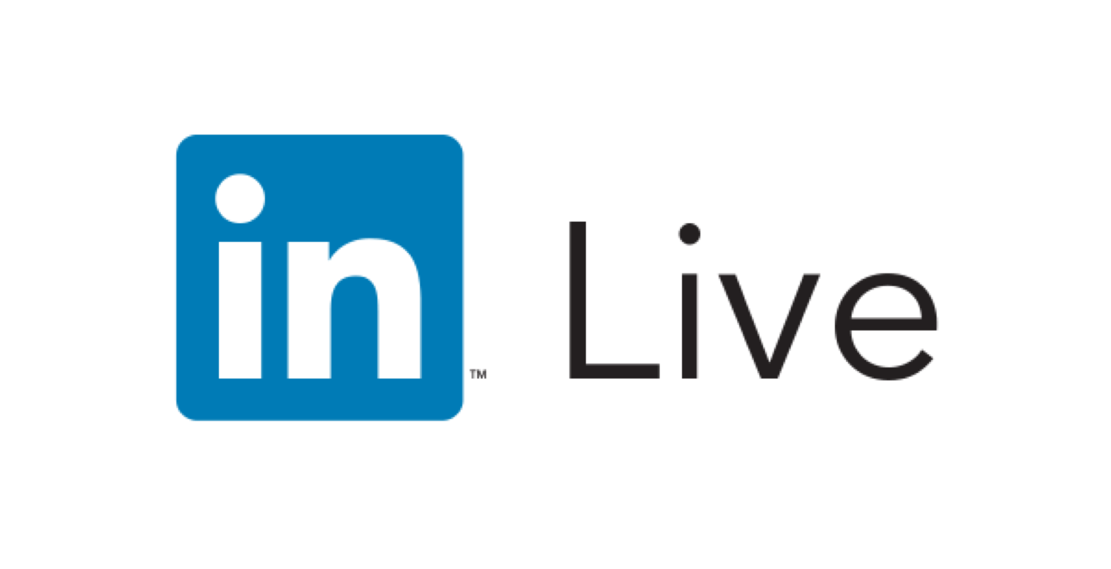 Ein blau-weißes Logo für LinkedIn Live auf weißem Hintergrund.