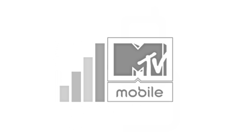 Ein schwarzweißes Logo für MTV Mobile auf weißem Hintergrund.