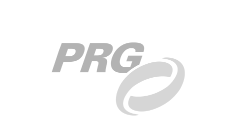 Ein schwarzweißes Logo für PRG auf weißem Hintergrund.