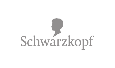 Ein schwarz-weißes Logo für Schwarzkopf mit der Silhouette eines Männerkopfes.