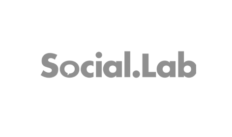 Ein schwarzweißes Logo für Social Lab auf weißem Hintergrund.