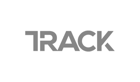 Ein schwarzweißes Logo für den Track auf weißem Hintergrund.
