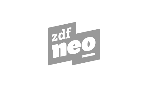 Ein schwarz-weißes Logo für ZDF NEO auf weißem Hintergrund.
