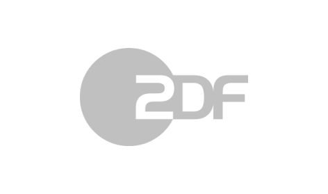 Ein grauweißes Logo für 2df auf weißem Hintergrund.