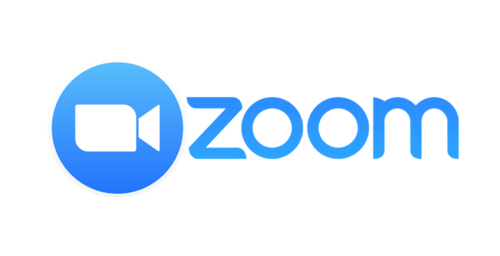 Ein blaues Zoom-Logo auf weißem Hintergrund.